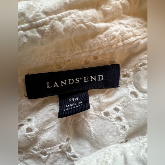 Lands End White Button Down Women’s Plus Eyelet - Picture 2 of 3